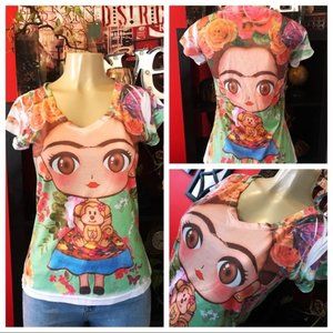 Roxy Frida Kahlo Super Cute Rocky T-shirt Size S